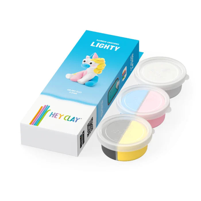 Heyclay -Rainbow unicorn lighty - 3 potjes