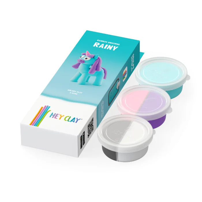 Heyclay - Rainbow unicorn rainy - 3 potjes