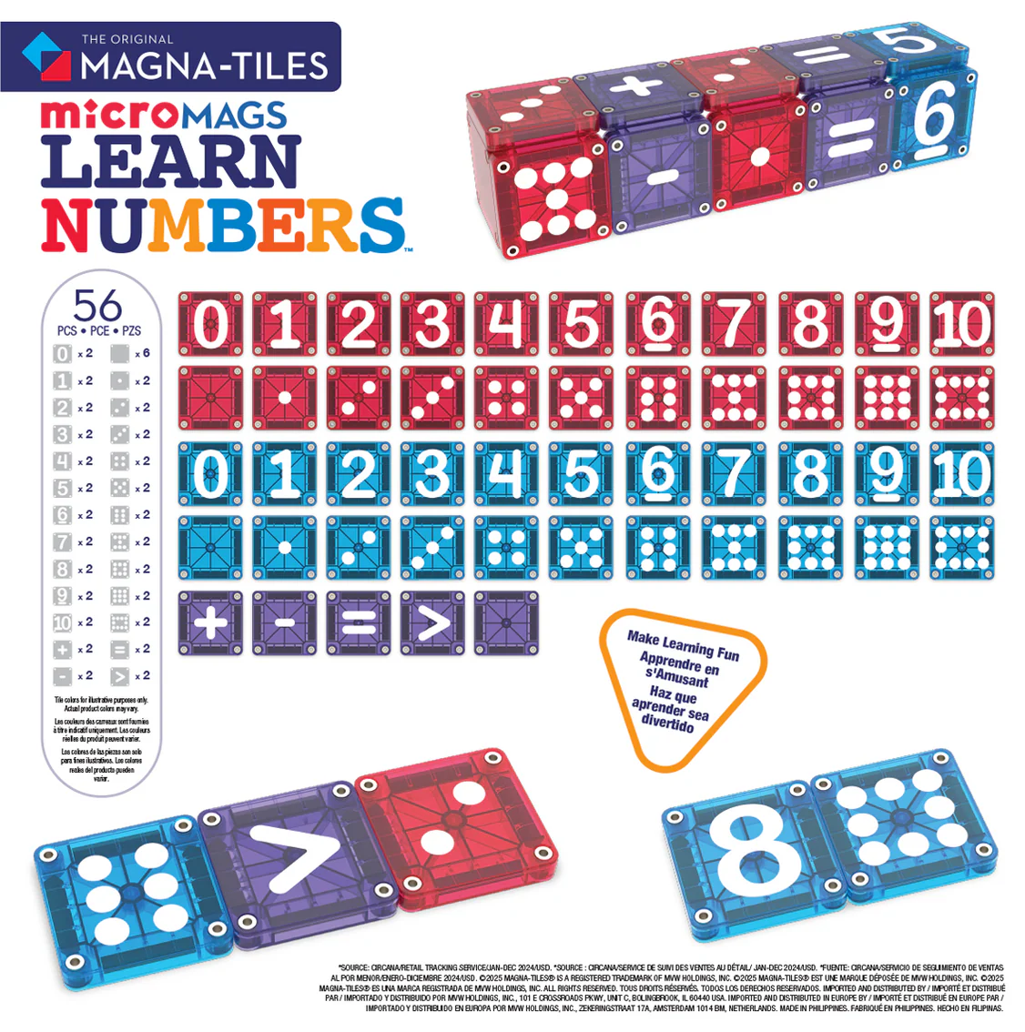 MAGNA-TILES® microMAGS Learn Numbers 56 stuks
