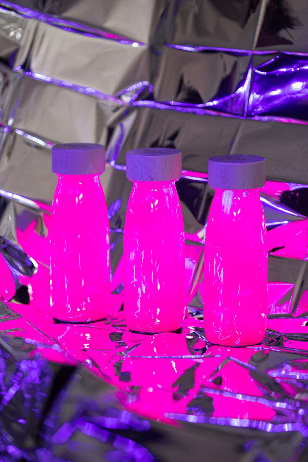 Petit Boum sensorische fles Fluo Roze Glow in the dark