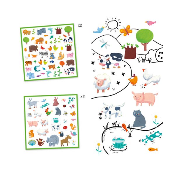 Djeco - Papieren stickers - Dieren