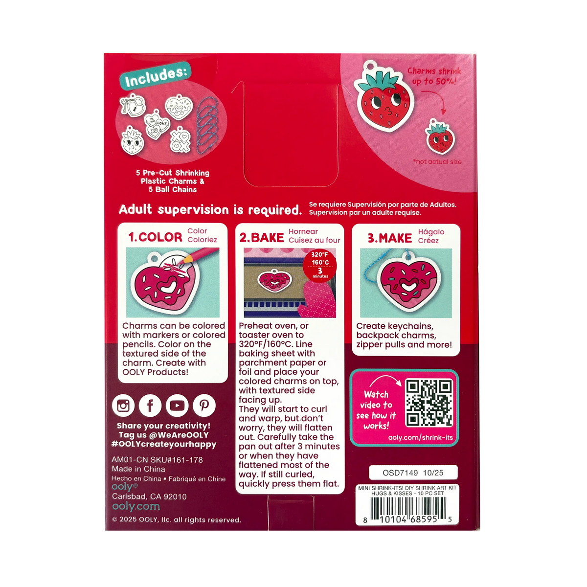 Ooly - Mini Shrink-Its Hugs & Kisses - Krimpfolie knutselset 5 bedeltjes