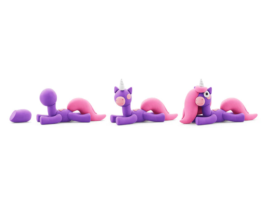 Heyclay - rainbow unicorn Brighty - 3 potjes