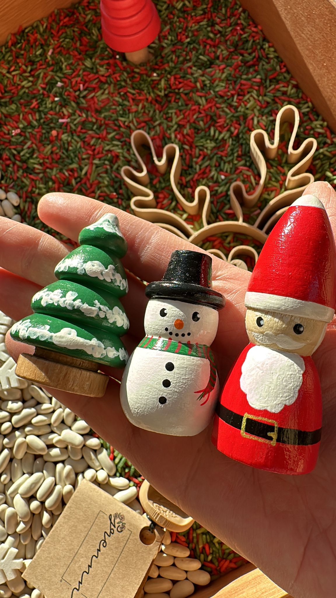 Handgeschilderde pegdolls kerst/winter 3st.