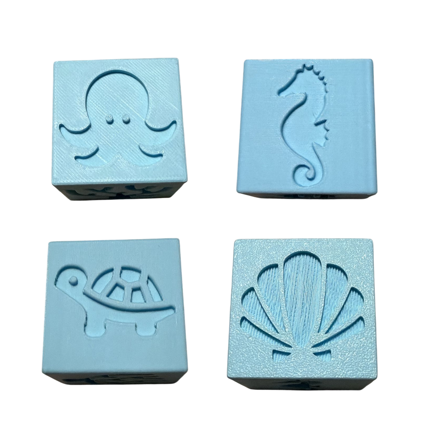 CYW kubus stempel onderwater oceaanblauw 4x4cm 1st.