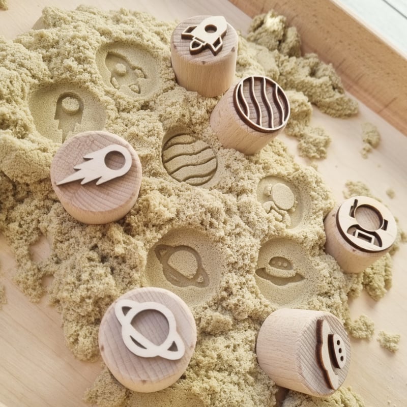 Kiddi Houten stempelset ruimtevaart 6st.