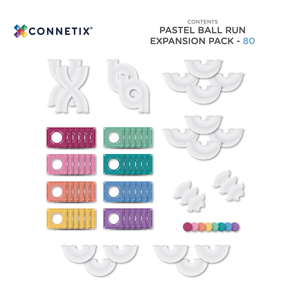 Connetix Pastel Ball run expansion pack 80st.