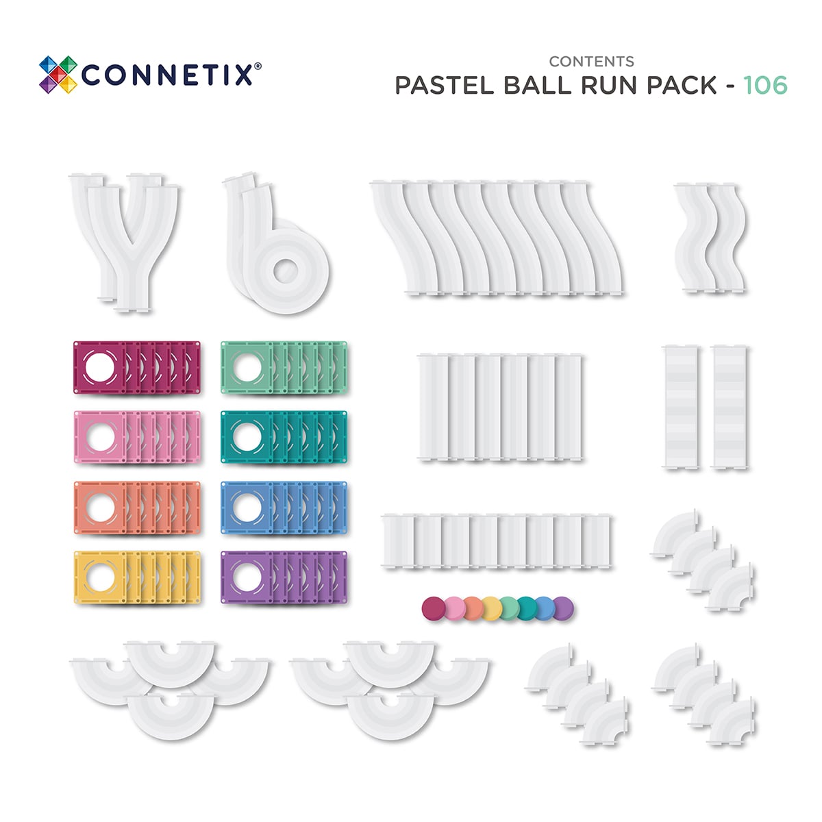Connetix Pastel Ball run pack 106st.