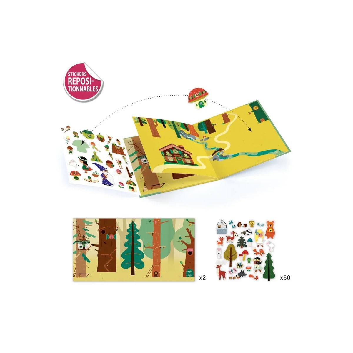 Djeco - Stickerverhalen - Het betoverde bos