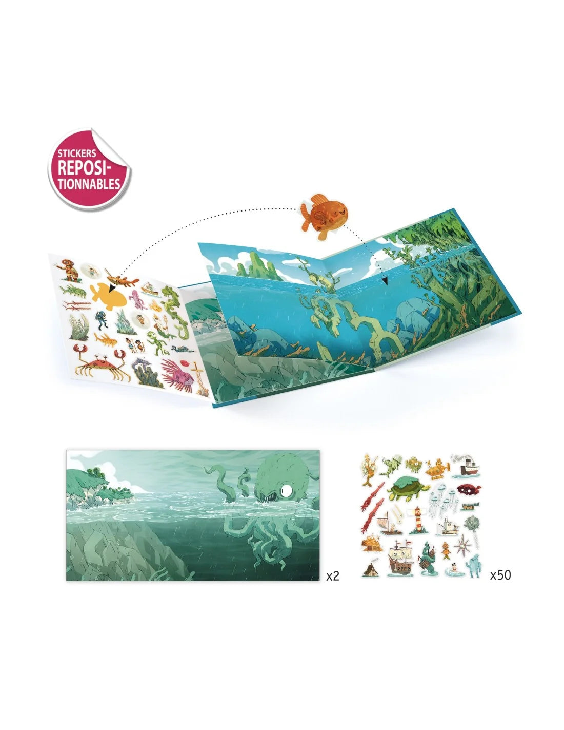 Djeco - Stickerverhalen - Les aventures en mer