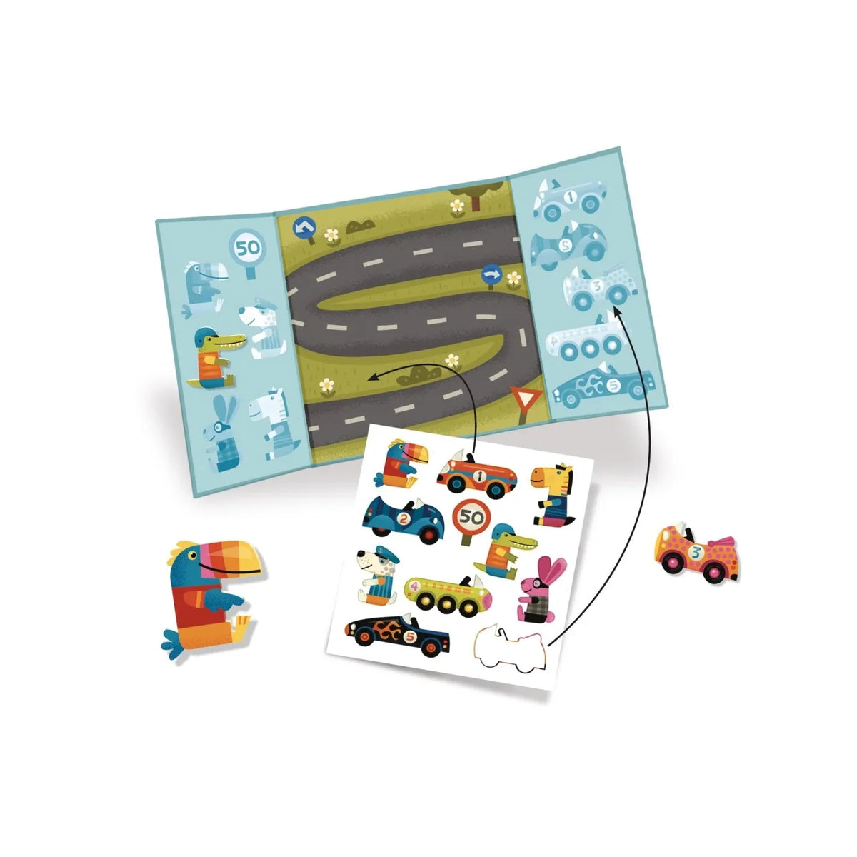 Djeco - Herbruikbare stickers - Les voitures