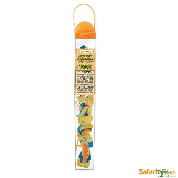Natuurlijkleuk Safari LTD Toob Ancient Egypt toy figures in a clear tube with orange lid. Includes 12 figures.