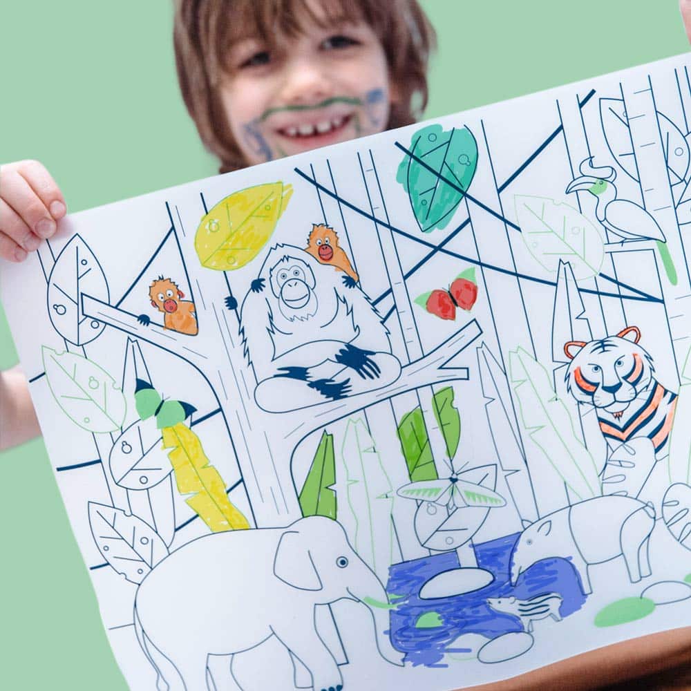 Super Petit | placemat met 5 stiften | Jungle