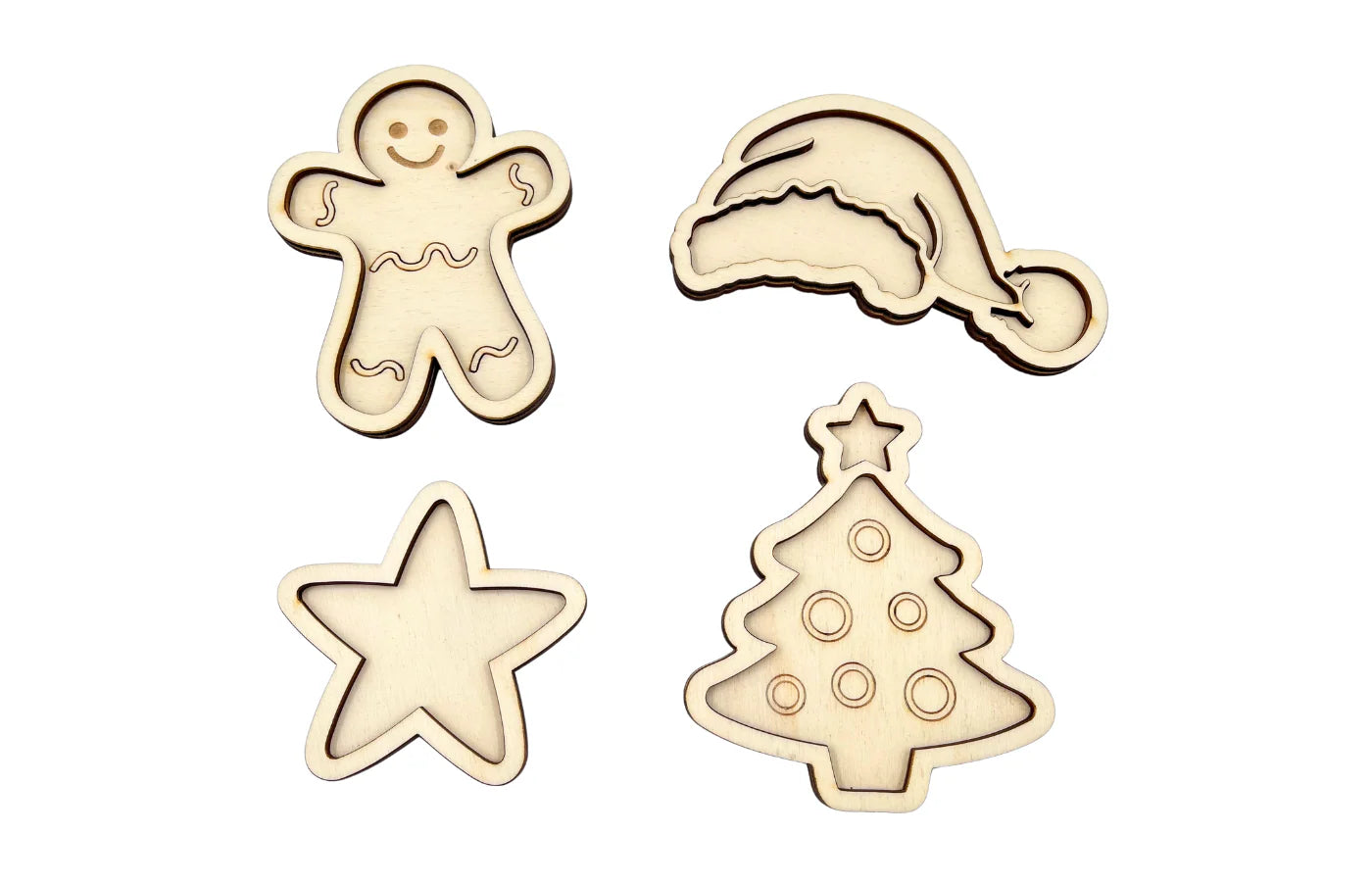 Mini vulvormen set kerst 4st.