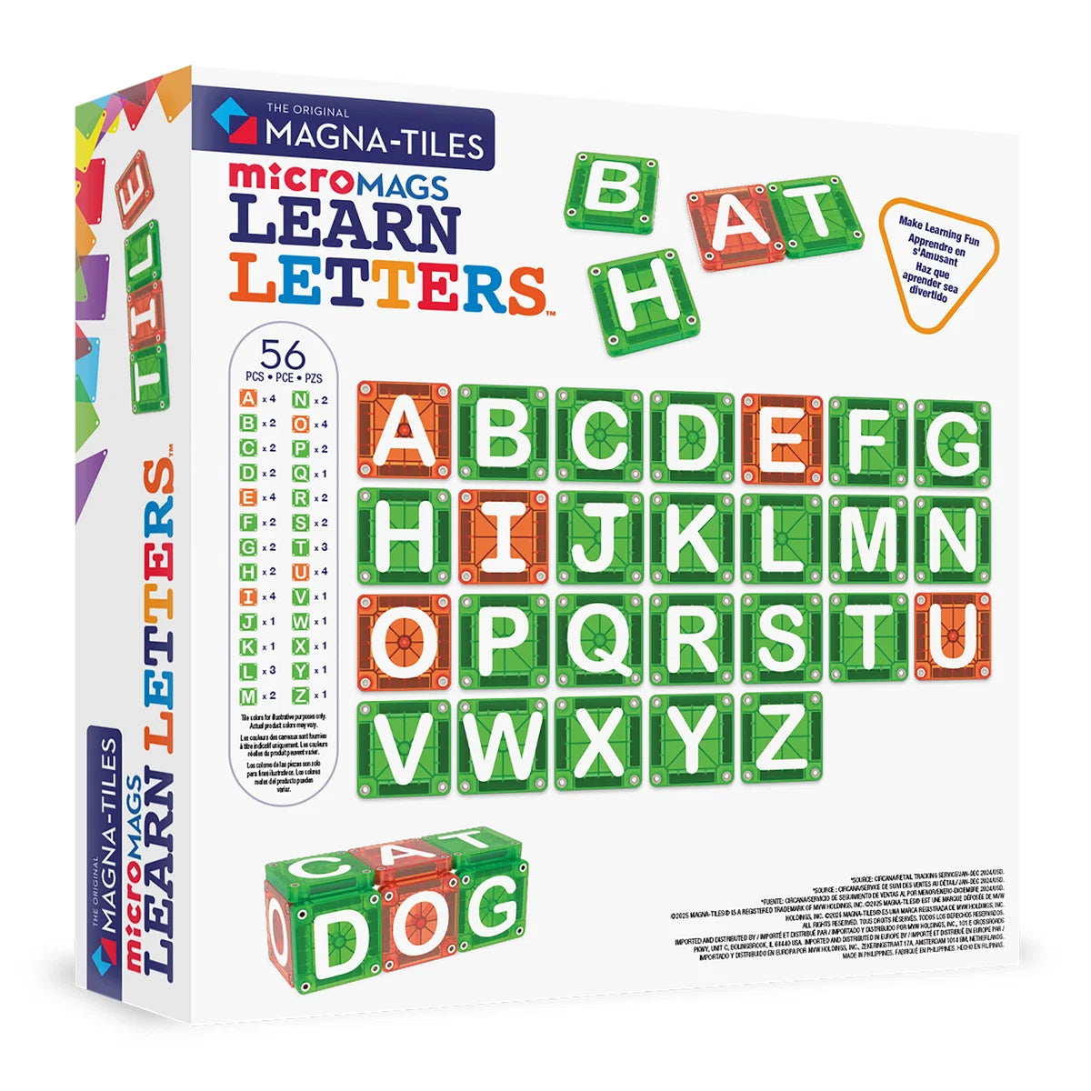 MAGNA-TILES® microMAGS Learn Letters 56 stuks