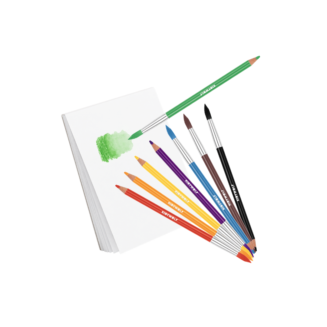 Kidywolf Kidydraw-Pad Kit | Aquarelpotloden en stickers