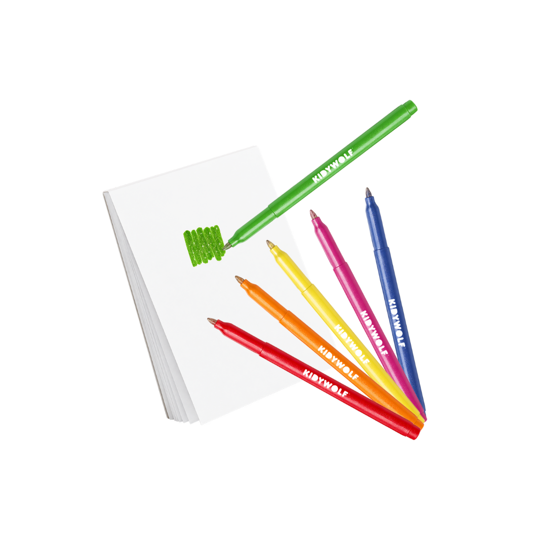 Kidywolf Kidydraw-Pad Kit | Glitterstiften en stickers