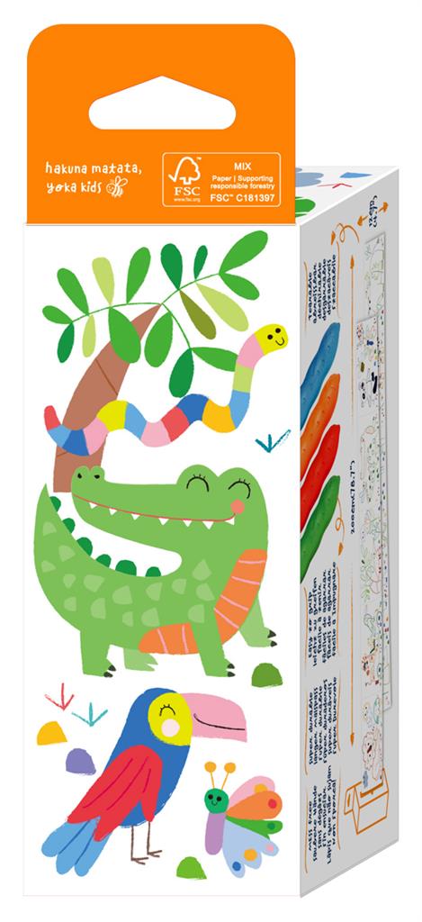 Haku Yoka Mini Kleurrol kit Safari | 4 krijtjes