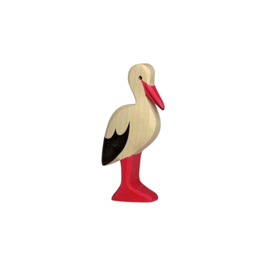 Houten speelfiguur ooievaar