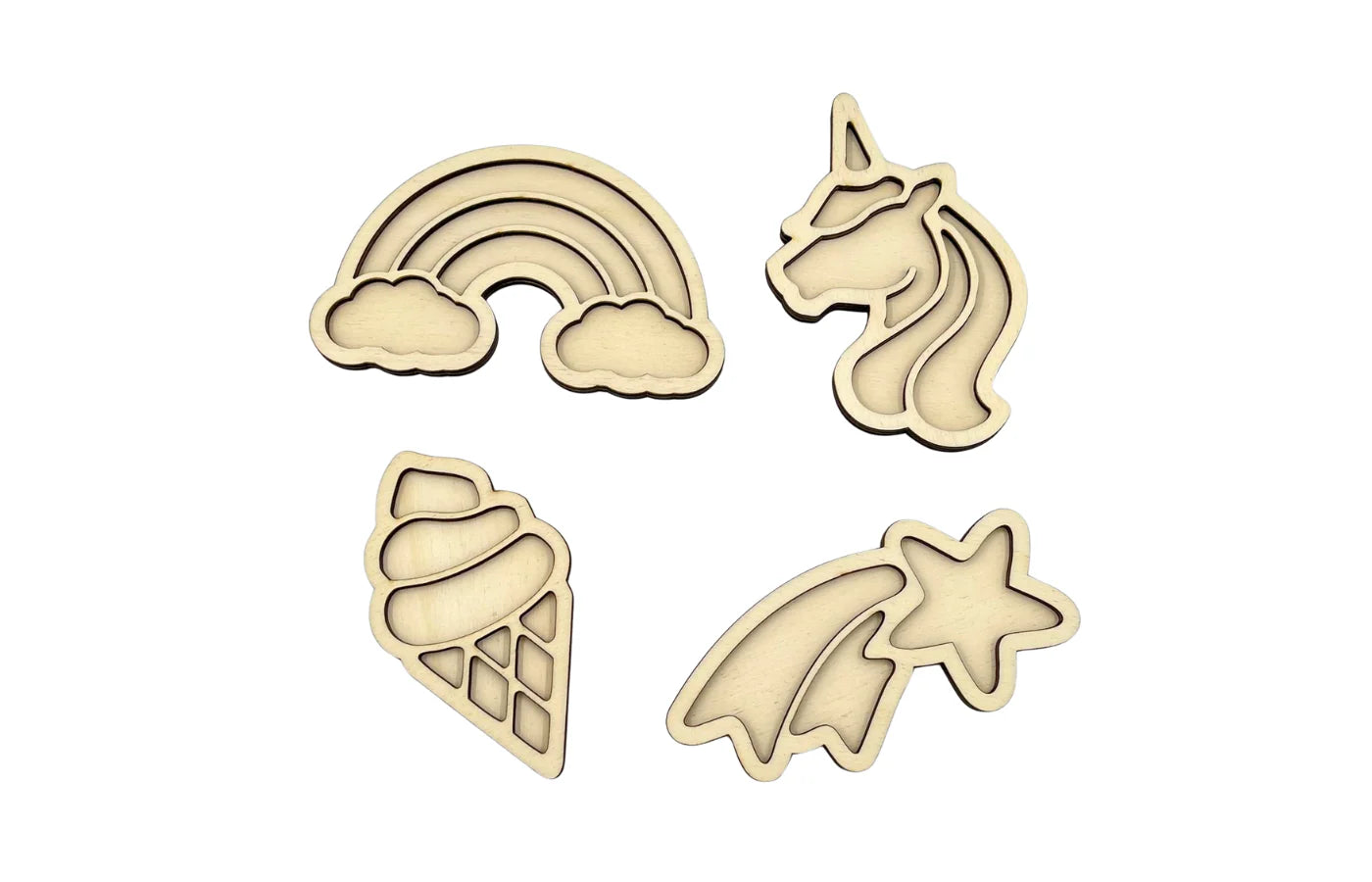 Mini vulvormen set unicorn 4st.