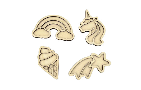 Mini vulvormen set unicorn 4st.