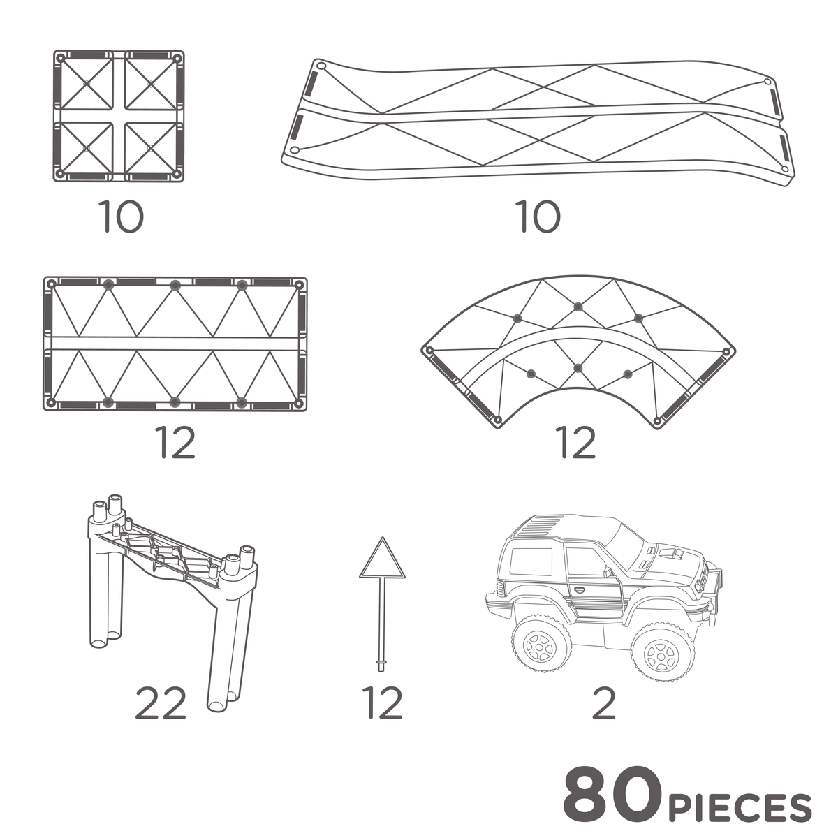 Cleverclixx Large Race Track Pastel | 80 stuks