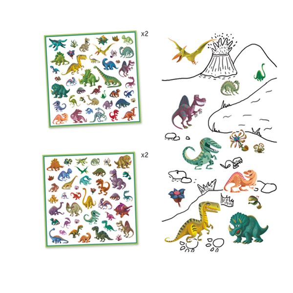 Djeco - Papieren stickers - Dinosaurussen