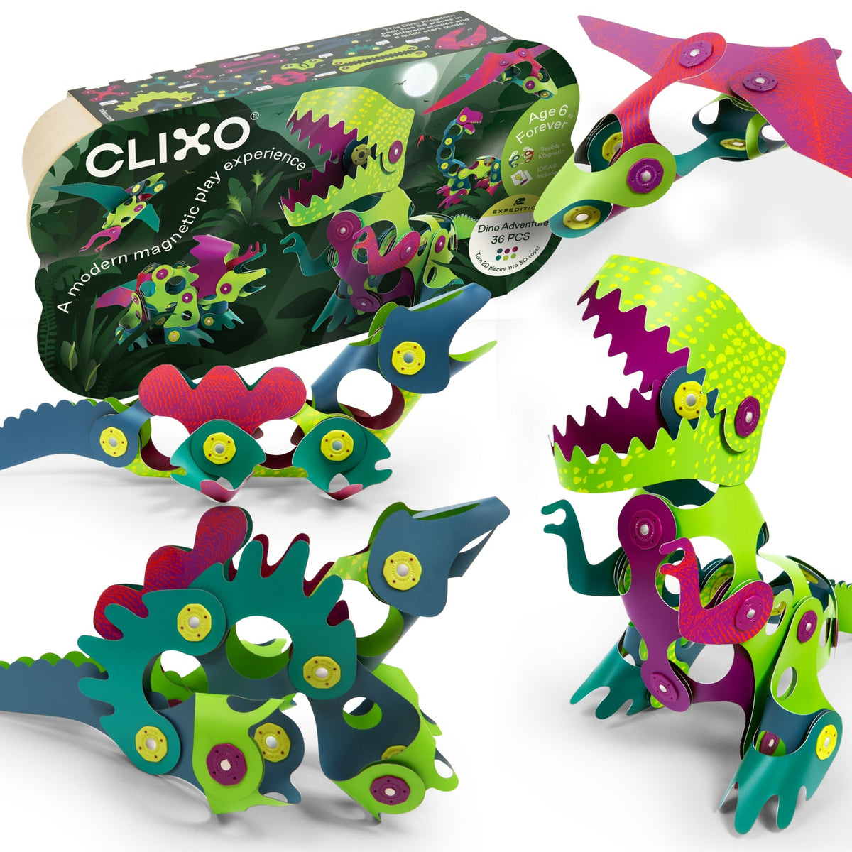 Clixo - Dino Adventure Pack - 36 stuks