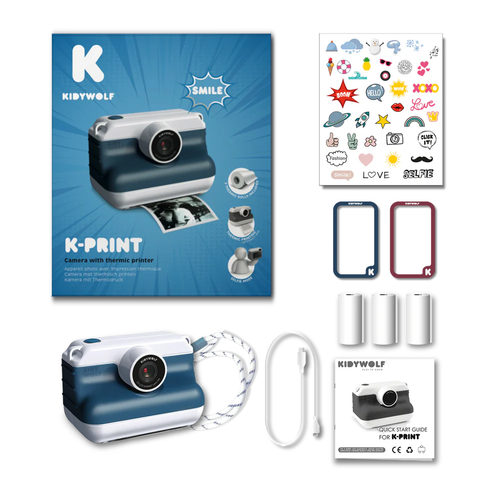 Kidywolf K-print fototoestel met thermische printer blauw