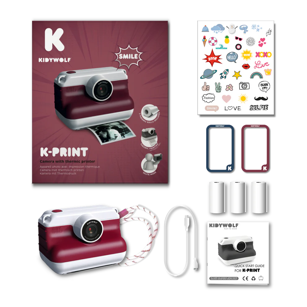 Kidywolf K-print fototoestel met thermische printer rood