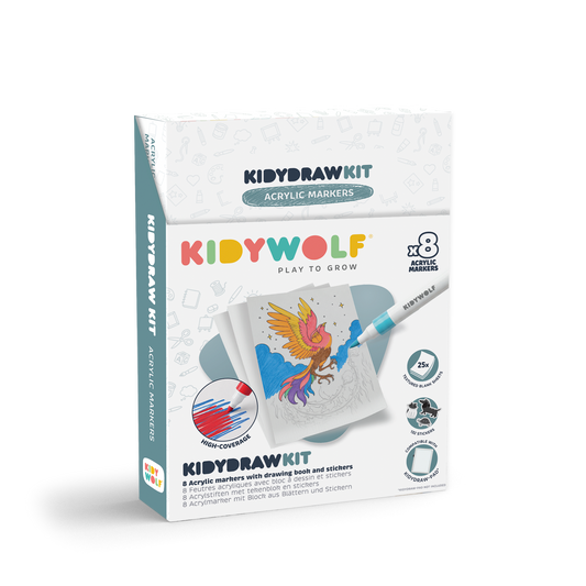 Kidywolf Kidydraw-Pad Kit | Acrylstiften en stickers