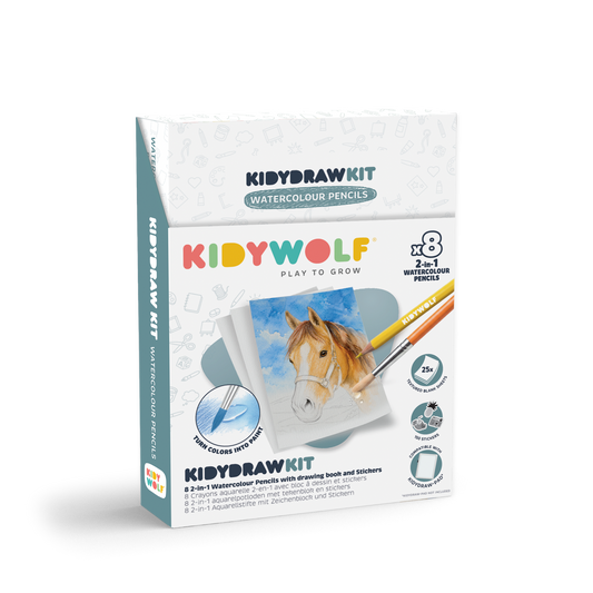 Kidywolf Kidydraw-Pad Kit | Aquarelpotloden en stickers
