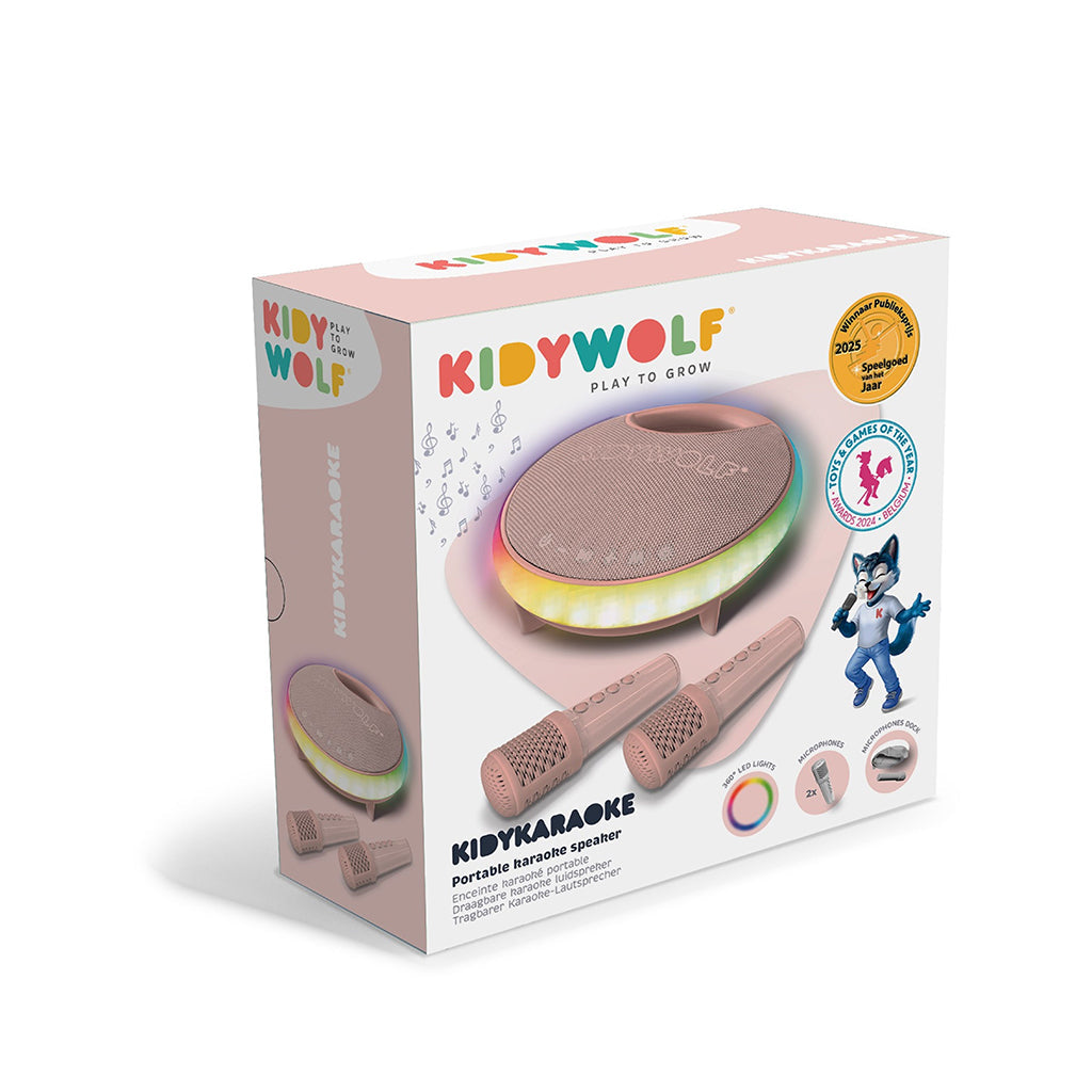 Kidywolf Kidykaraoke roze | karaokebox met 2 microfoons