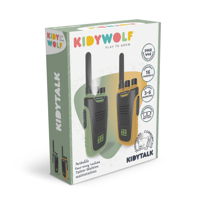 Kidywolf Kidytalk Walkietakies - Groen, geel