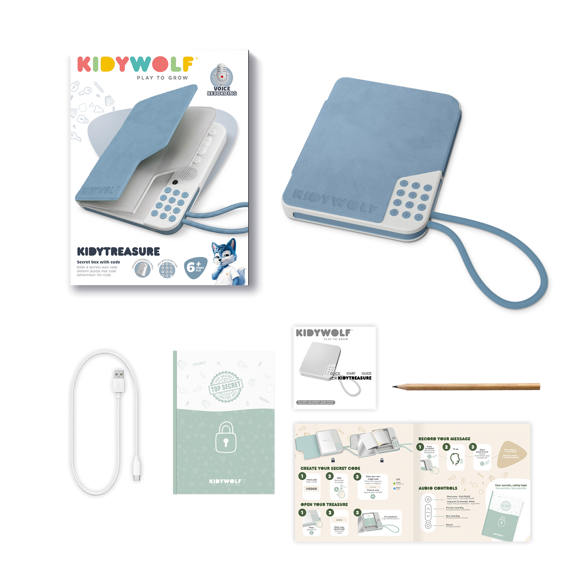 Kidywolf Kidytreasure geheim dagboek met cijfercode blauw