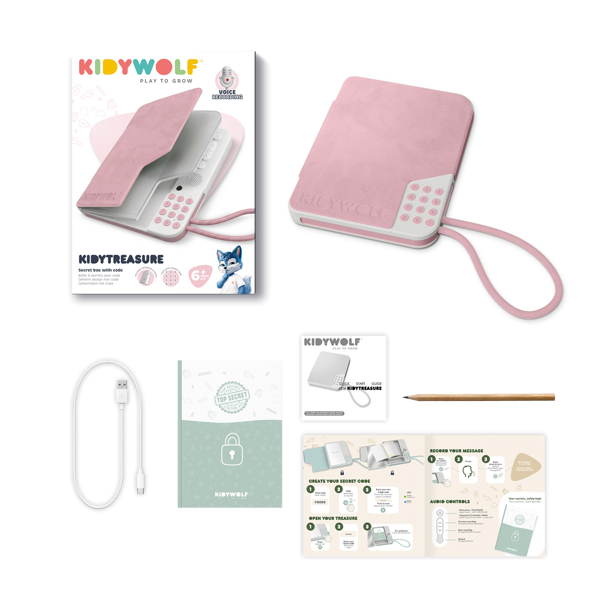 Kidywolf Kidytreasure geheim dagboek met cijfercode roze