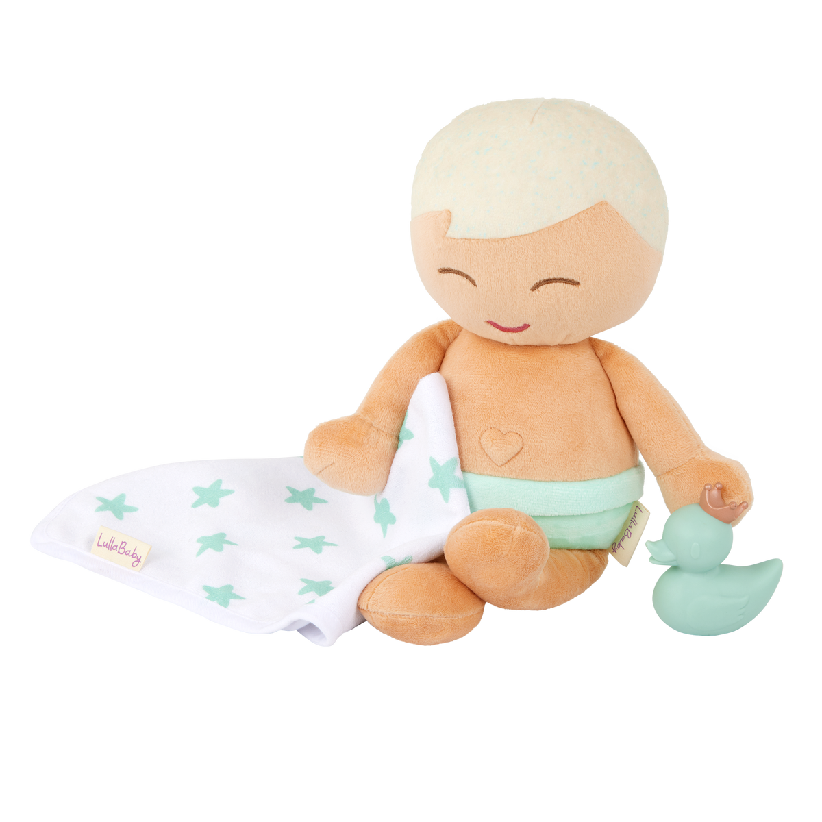 LullaBaby pluche badpop jongen 36 cm met blond haar