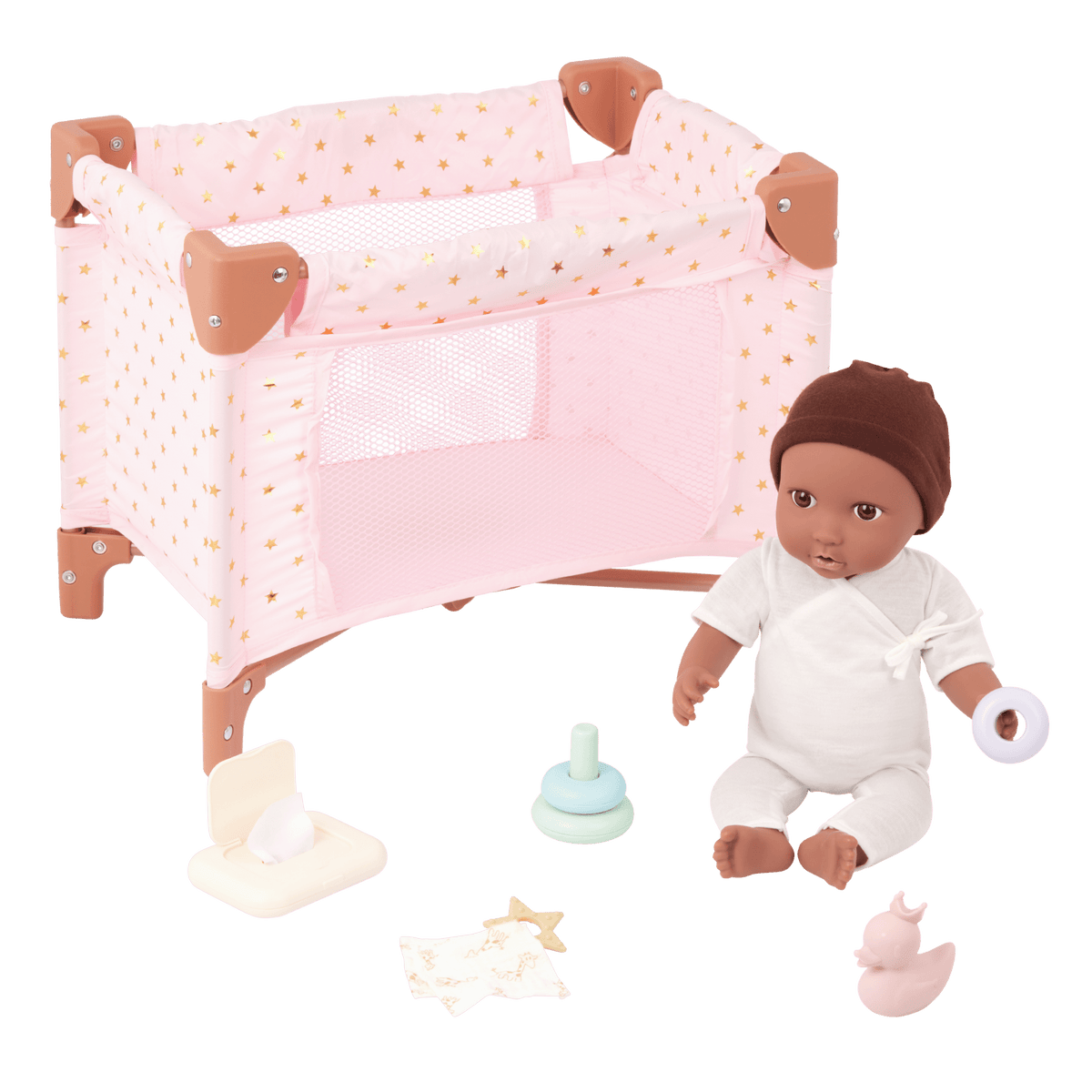 LullaBaby verzorgingsset voor poppen met luier en fopspeen