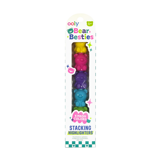 Ooly - Bear Besties Stacking Highlighters - Stapelbare markeerstiften 5 kleuren