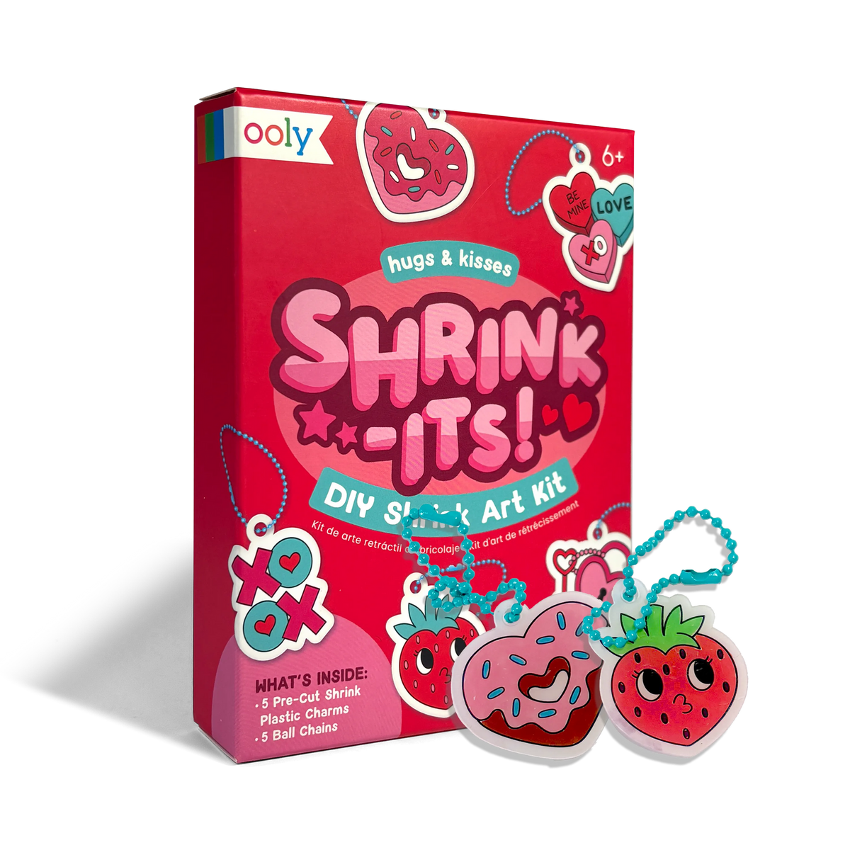 Ooly - Mini Shrink-Its Hugs & Kisses - Krimpfolie knutselset 5 bedeltjes