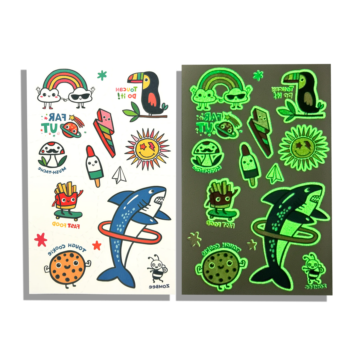 Ooly - Tattoo Palooza Glow Bright & Funny - Glow in the dark tattoos 3 vellen
