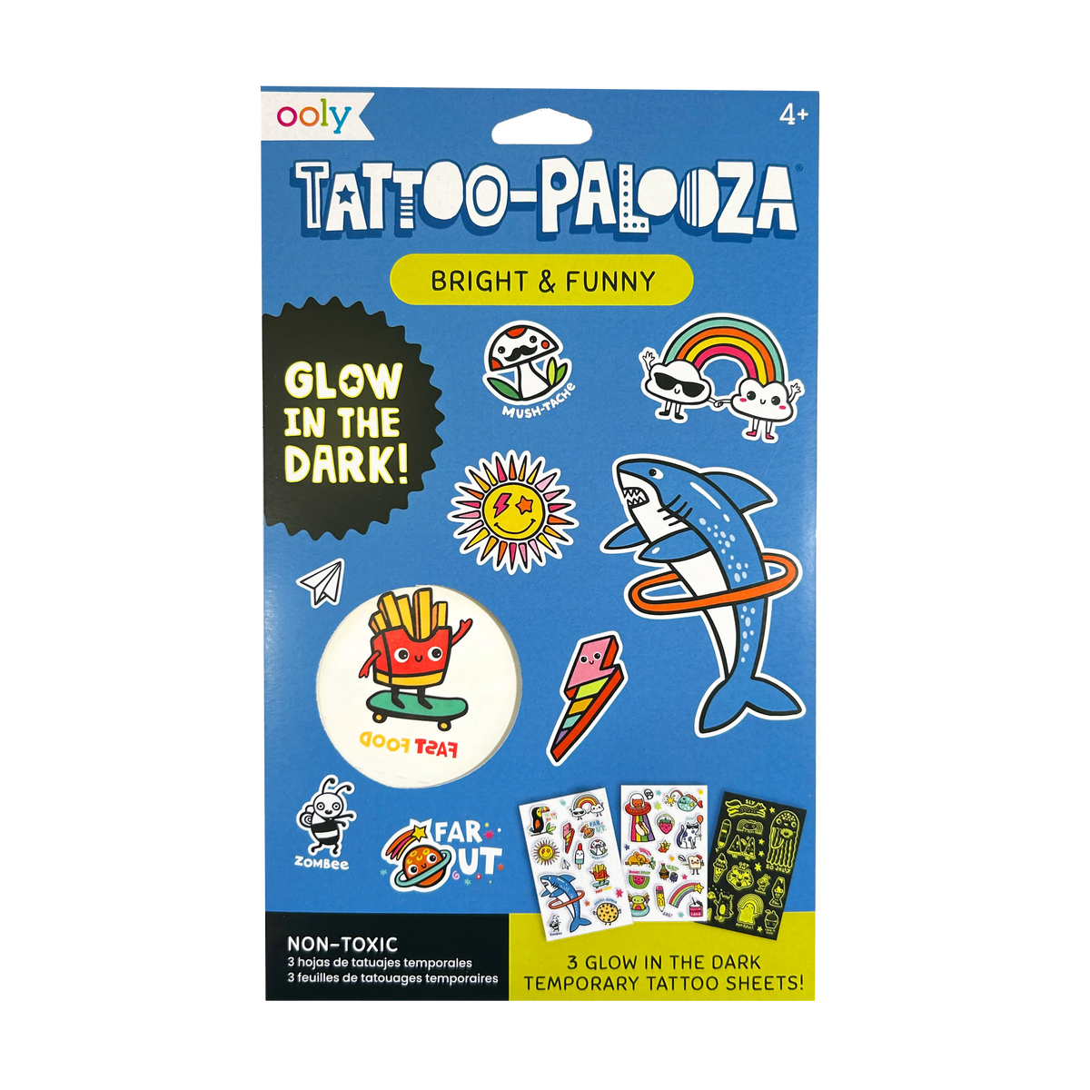 Ooly - Tattoo Palooza Glow Bright & Funny - Glow in the dark tattoos 3 vellen