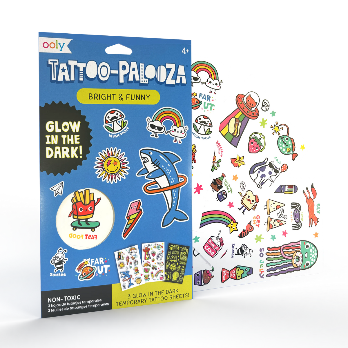 Ooly - Tattoo Palooza Glow Bright & Funny - Glow in the dark tattoos 3 vellen