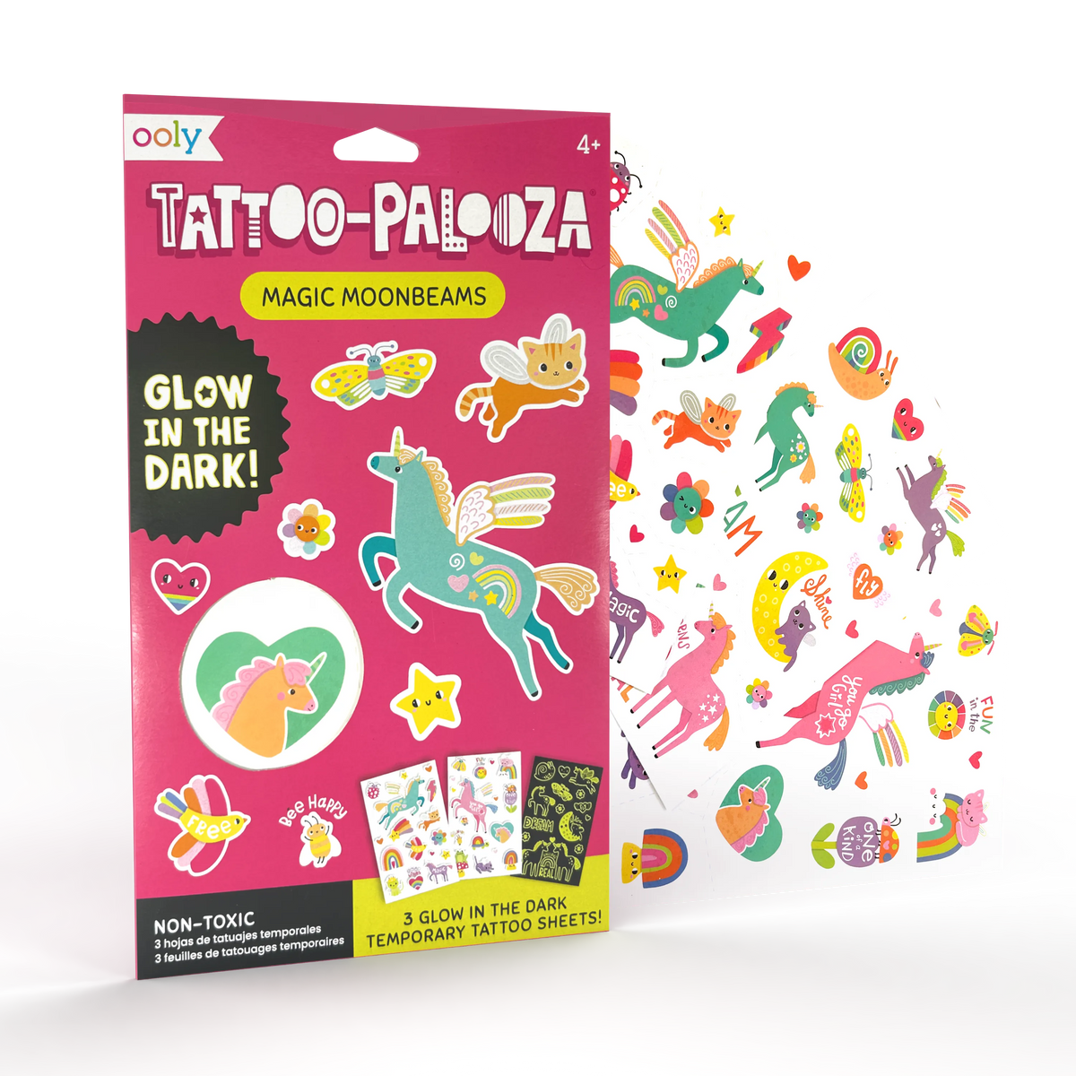 Ooly - Tattoo Palooza Glow Magic Moonbeams - Glow in the dark tattoos 3 vellen