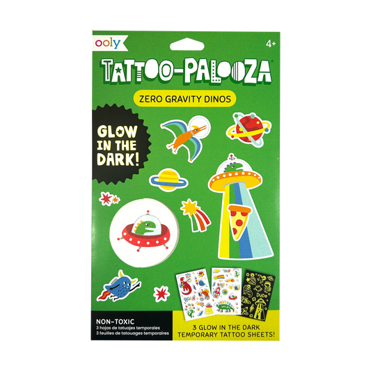 Ooly - Tattoo Palooza Glow Zero Gravity Dinos - Glow in the dark tattoos 3 vellen