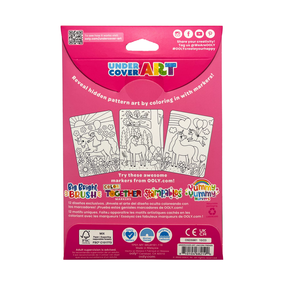 Ooly - Undercover Art Unicorn Friends - Kleurkaarten met verborgen patronen 12st.