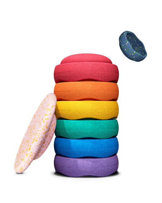 Stapelstein Rainbow set Classic |  Water Lily  | Spring special  | Gratis Balanceboard