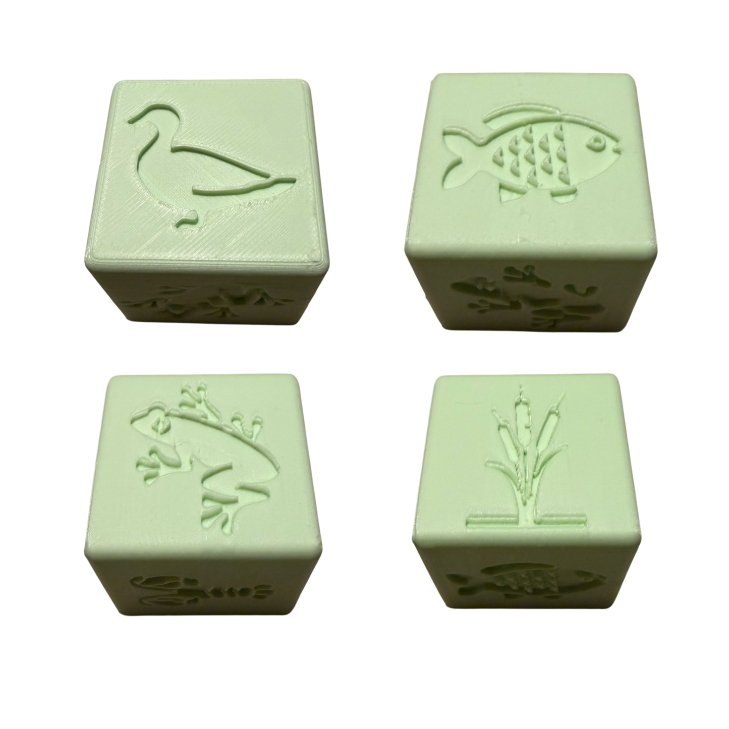 CYW kubus stempel Thema vijver muntgroen 4x4cm 1st.