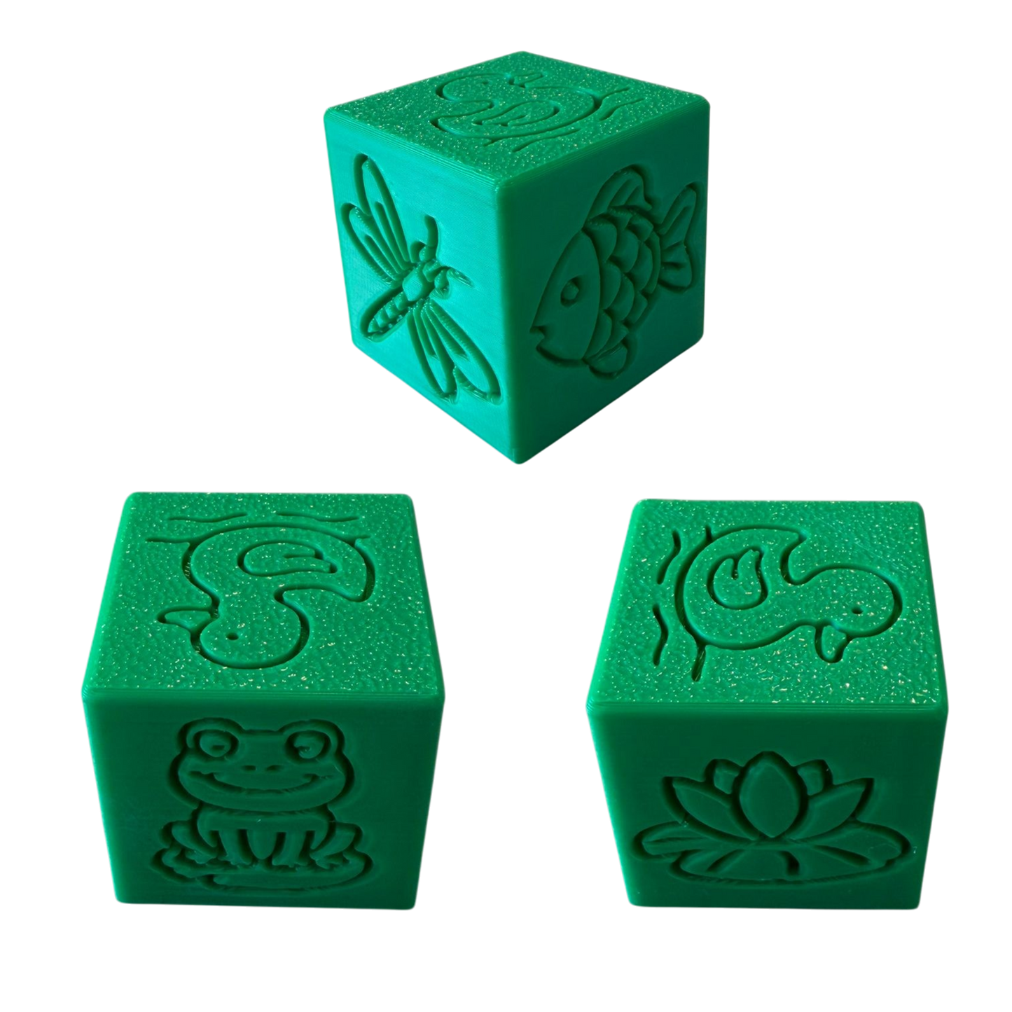 CYW kubus stempel Thema vijver Donkergroen 4x4cm 1st.