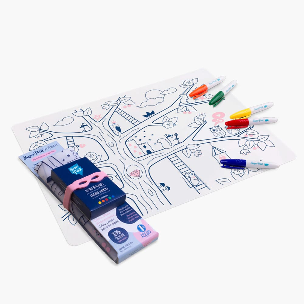 Super Petit |  placemat met 5 stiften | Magic tree